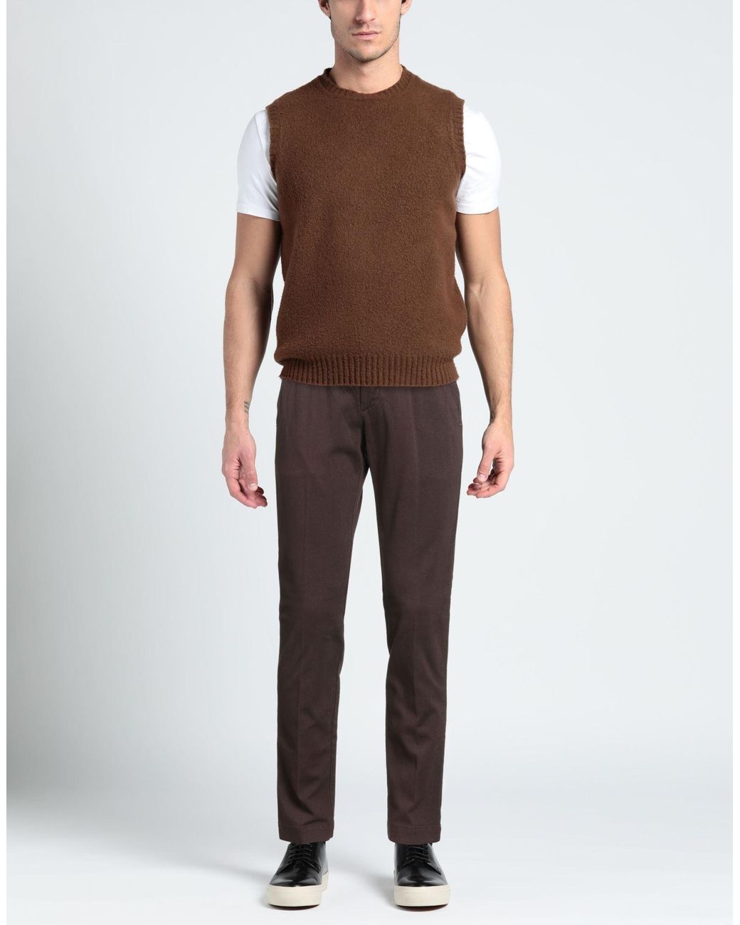 Entre Amis Brown Pants Cotton, Elastane for men