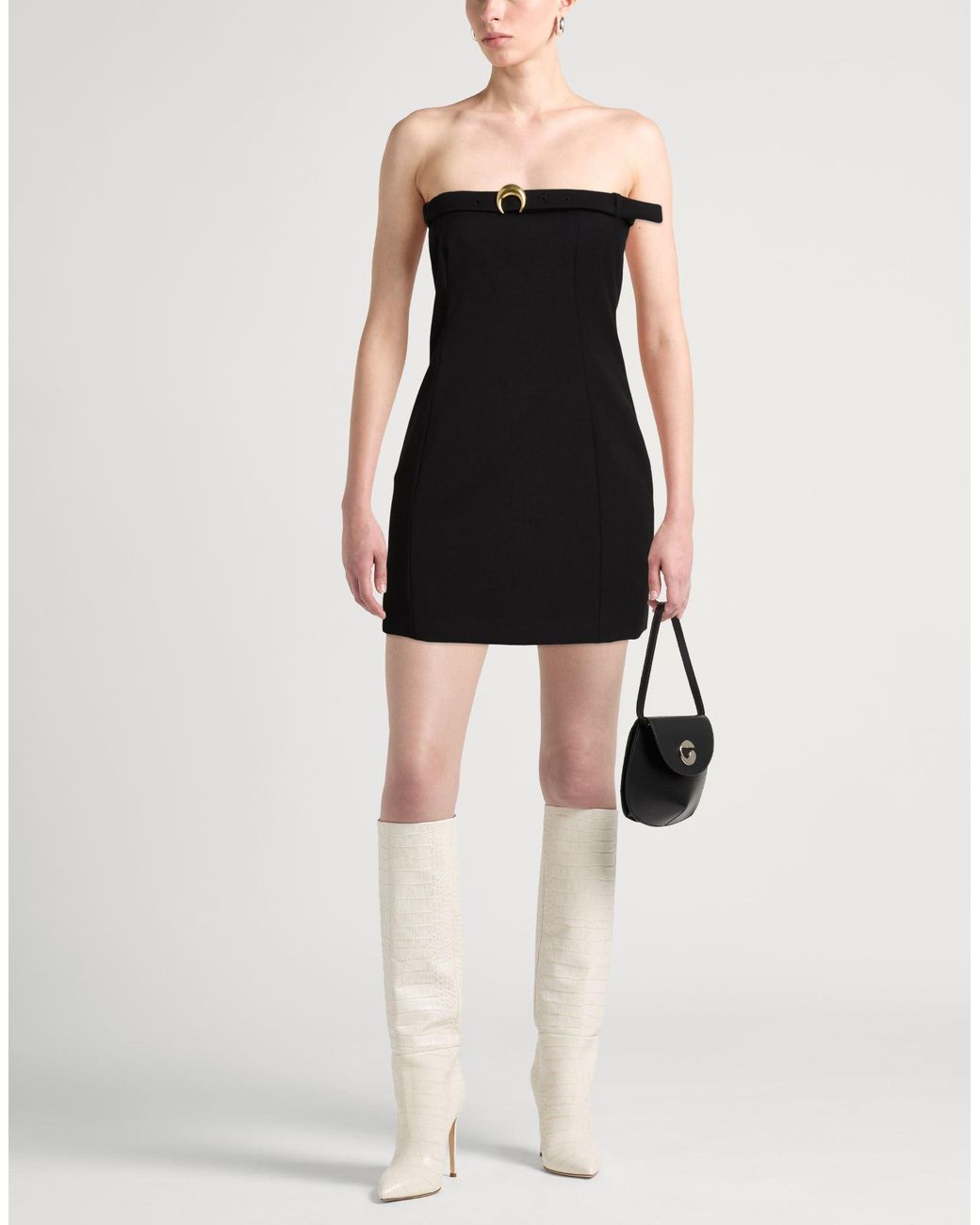 MARINE SERRE Black Mini Dress Virgin Wool, Elastane