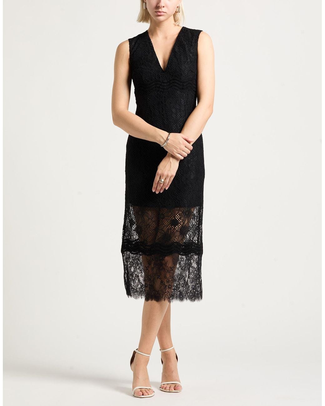 Pinko Black Midi Dress Polyester