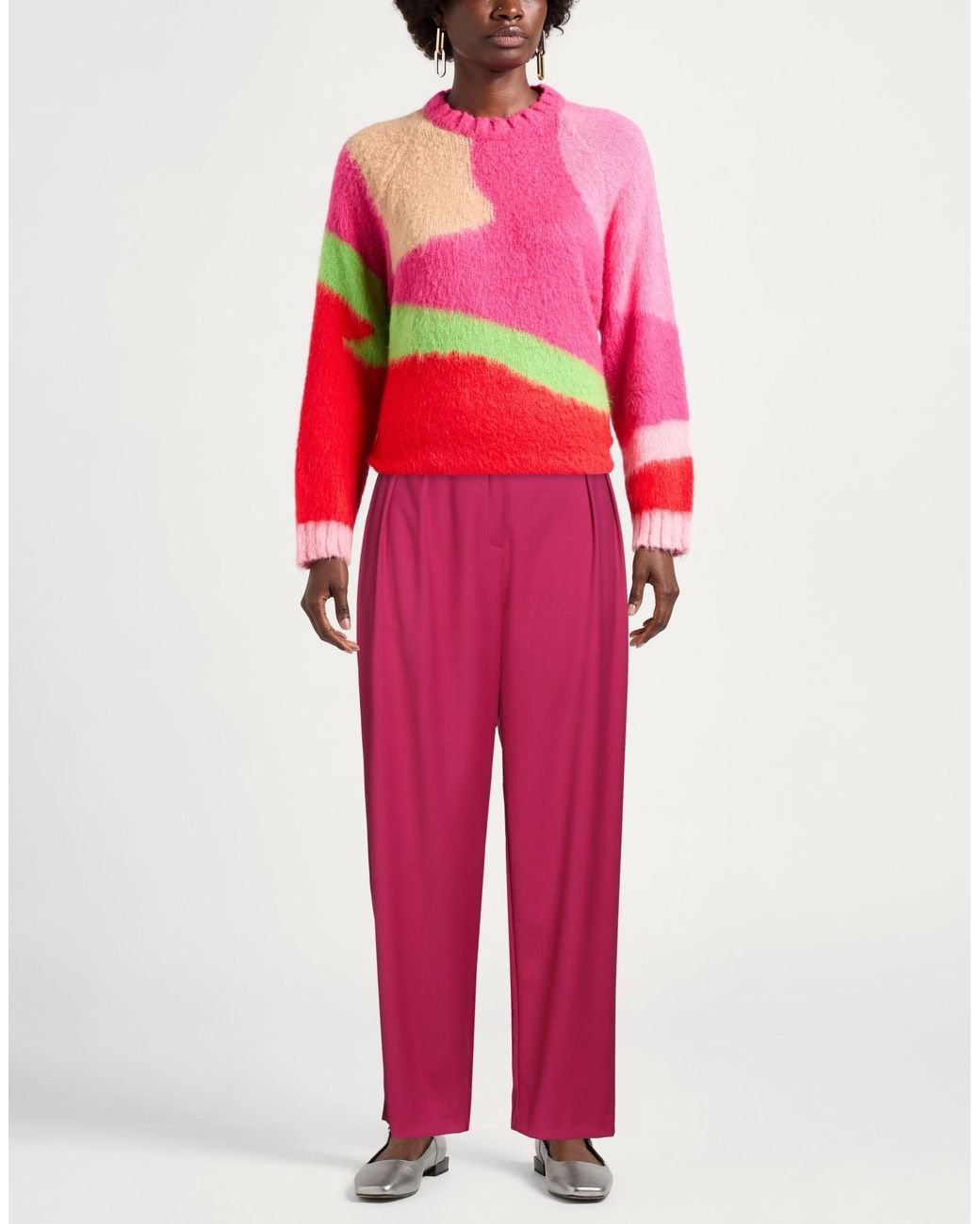 Suoli Red Pants Polyester, Viscose, Elastane