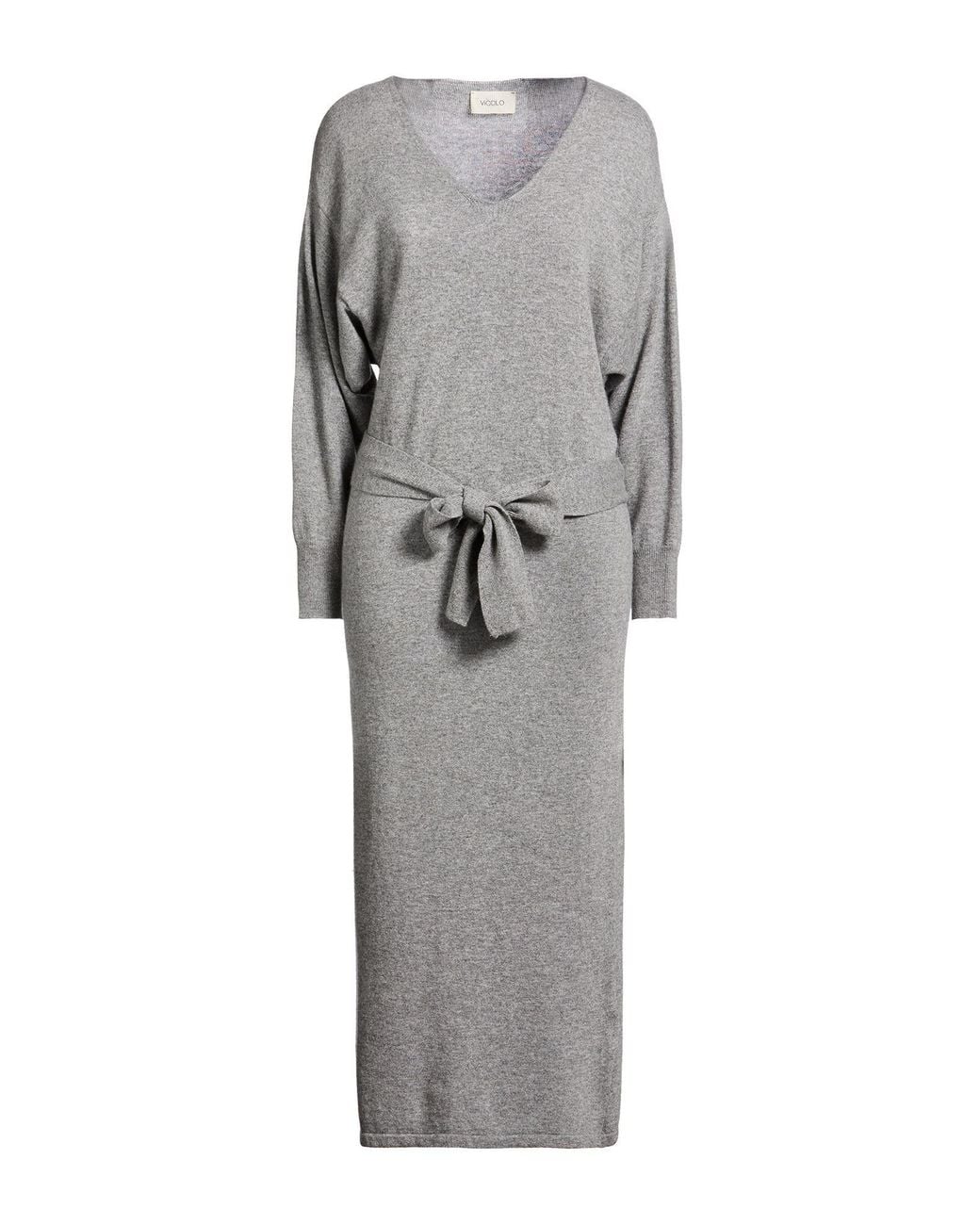ViCOLO Gray Midi Dress Viscose, Polyamide, Wool, Cashmere
