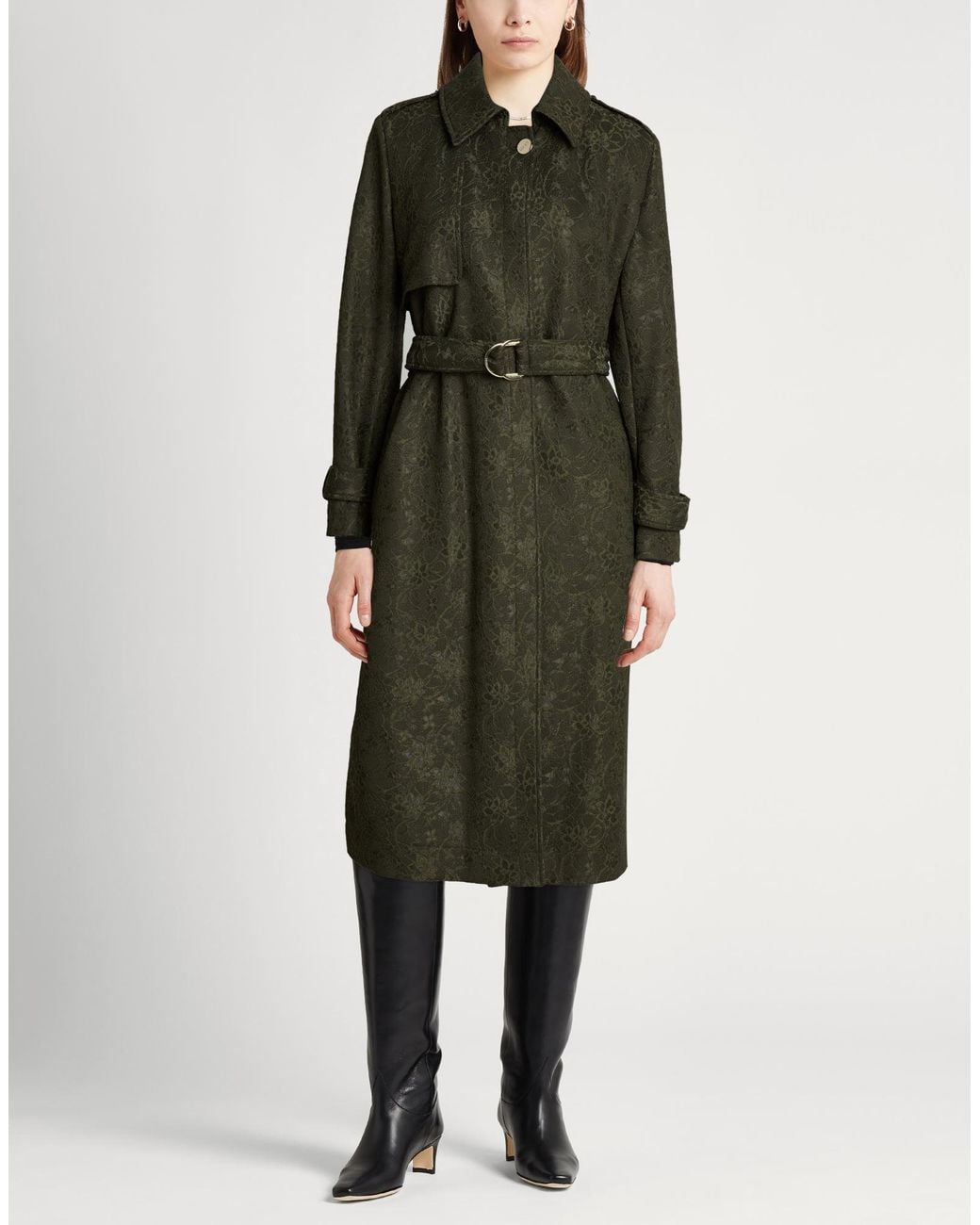 Liu Jo Green Military Overcoat & Trench Coat Polyester, Polyamide, Elastane
