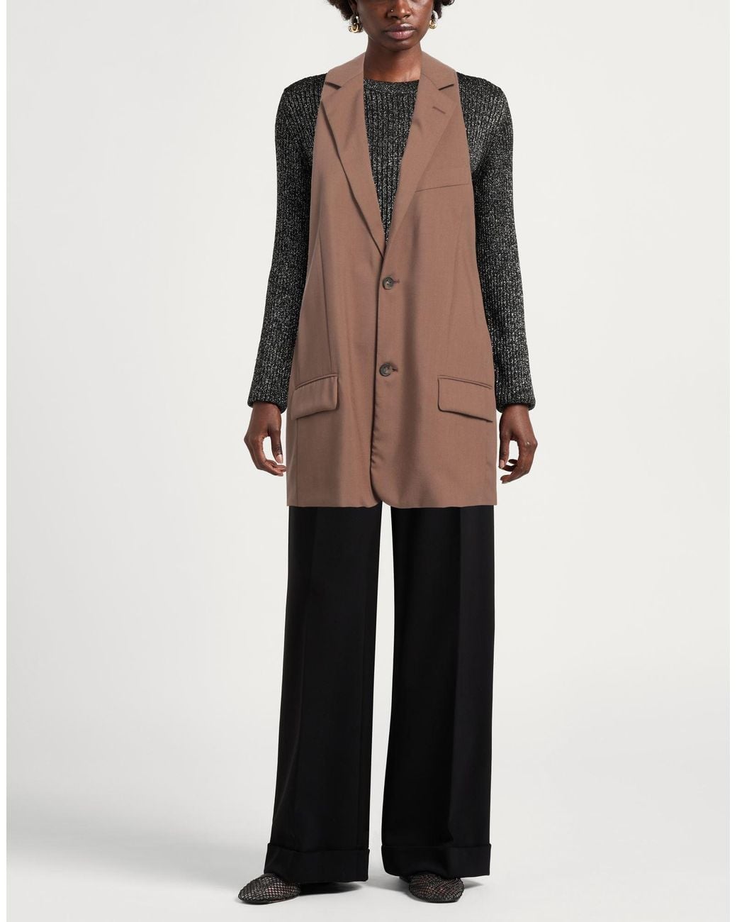Tod's Brown Tailored Vest Virgin Wool, Silk