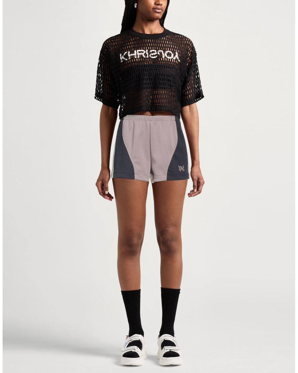 Palm Angels Gray Shorts & Bermuda Shorts Polyester