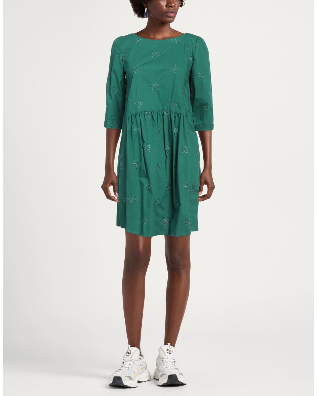 Marella Green Mini Dress Cotton, Polyester