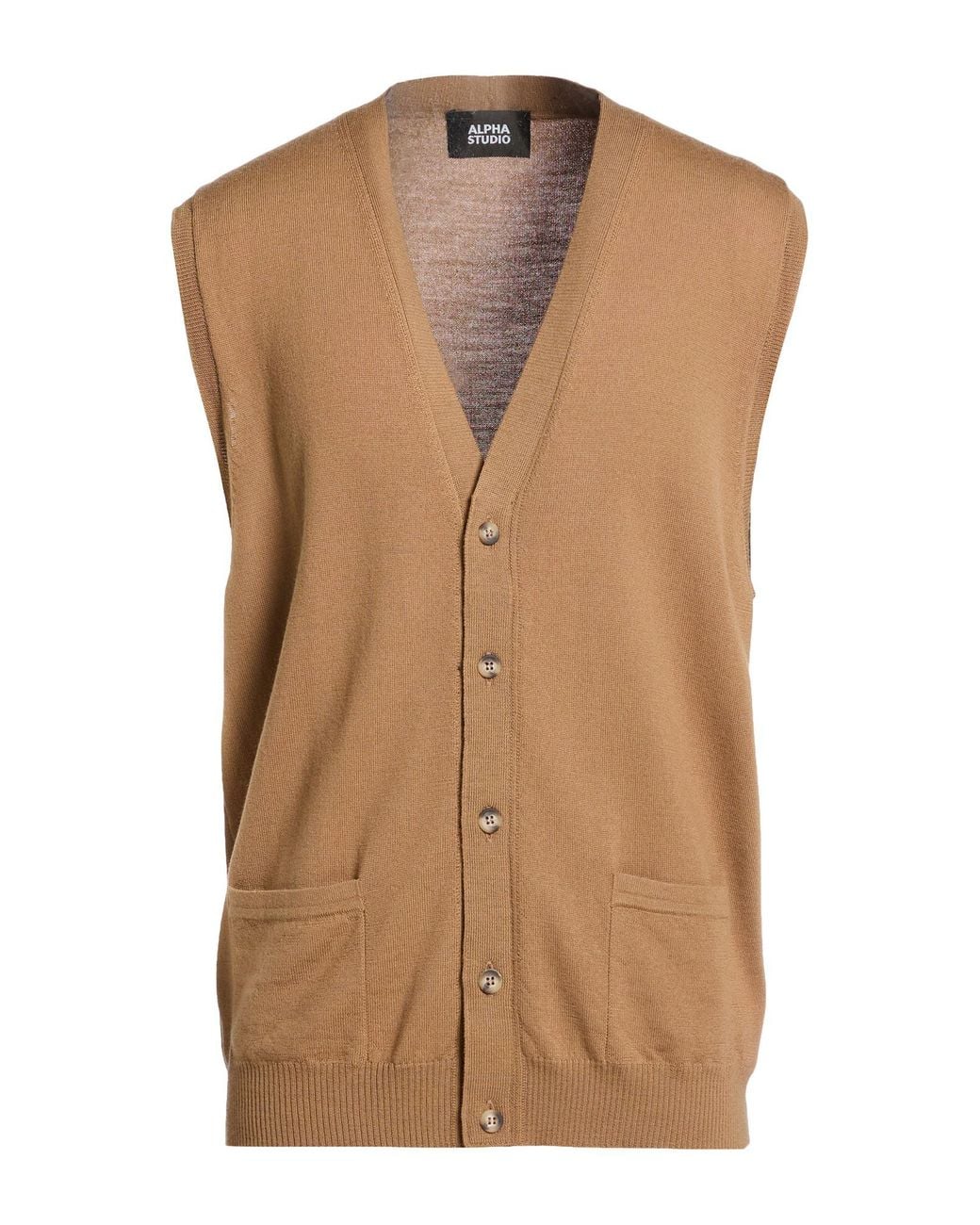 Alpha Studio Brown Cardigan Merino Wool for men