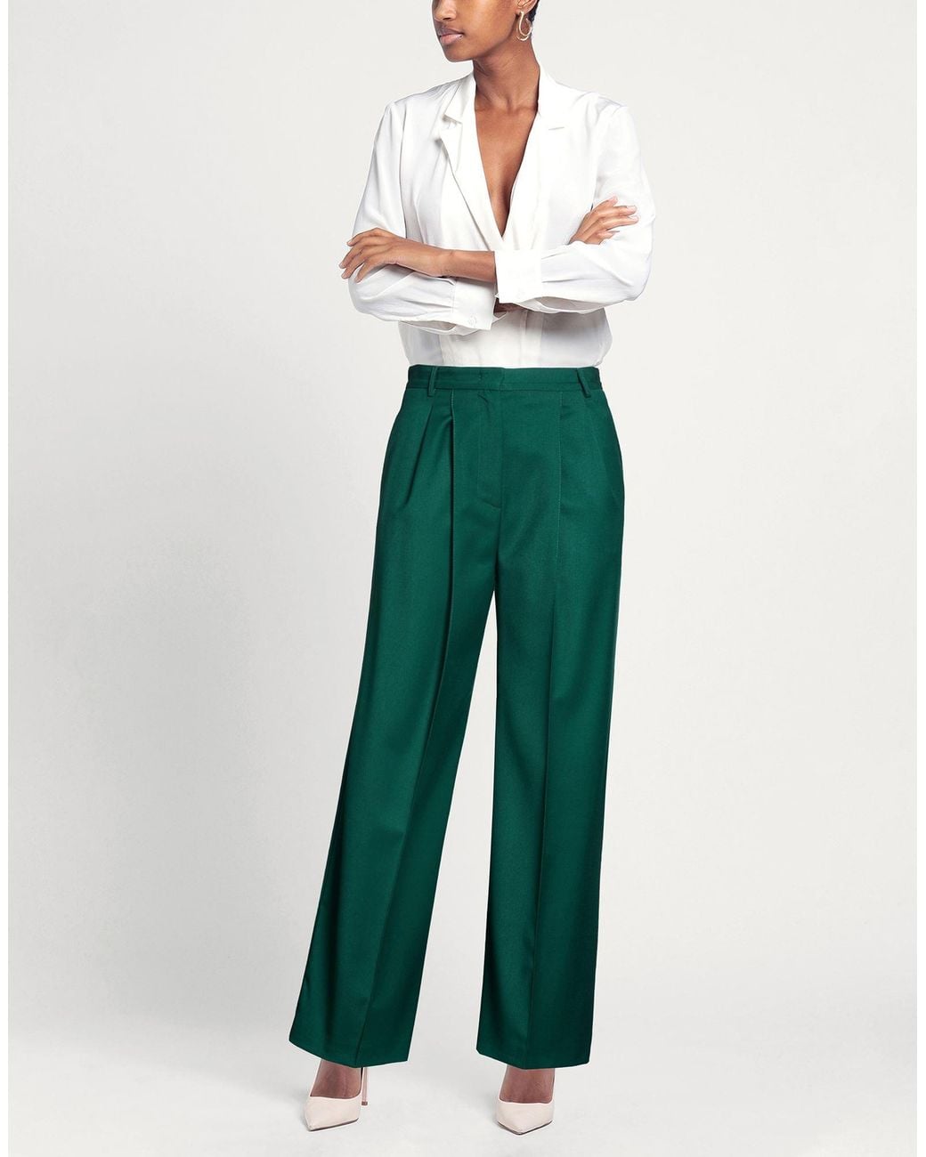 SIMONA CORSELLINI Green Pants Polyester, Viscose, Elastane