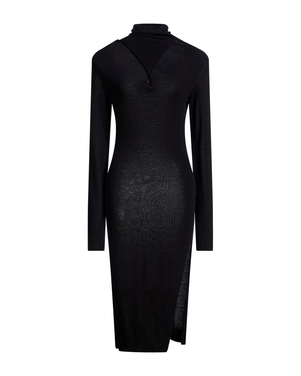 The Attico Black Midi Dress Virgin Wool