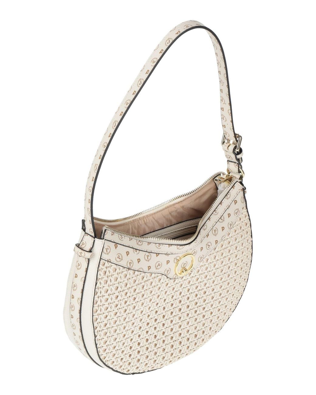 Pollini Natural Ivory Shoulder Bag Polyurethane