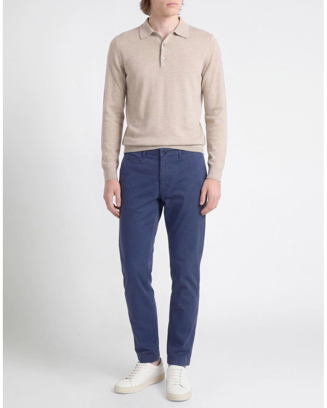 40weft Blue Pants Cotton, Elastane for men
