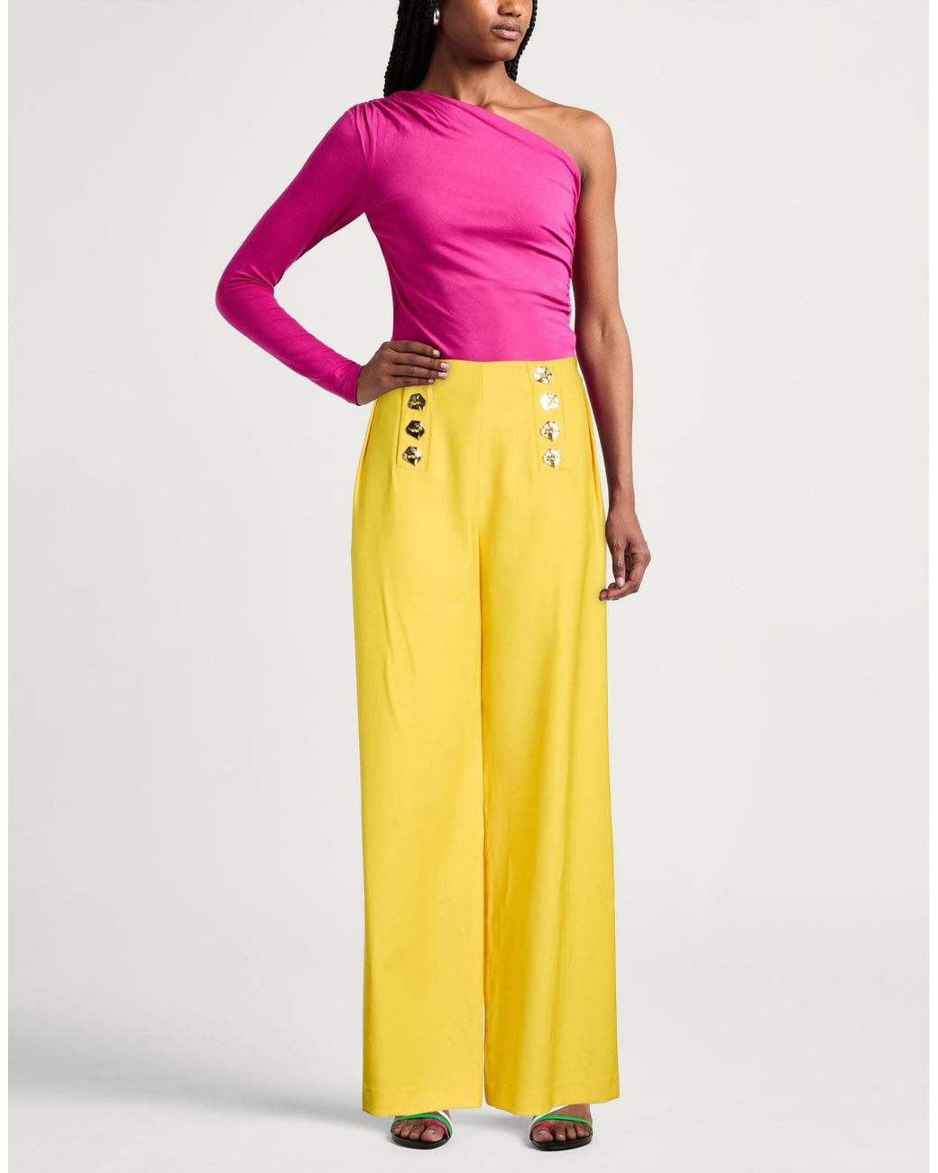 Violante Nessi Yellow Pants Wool, Polyamide, Elastane