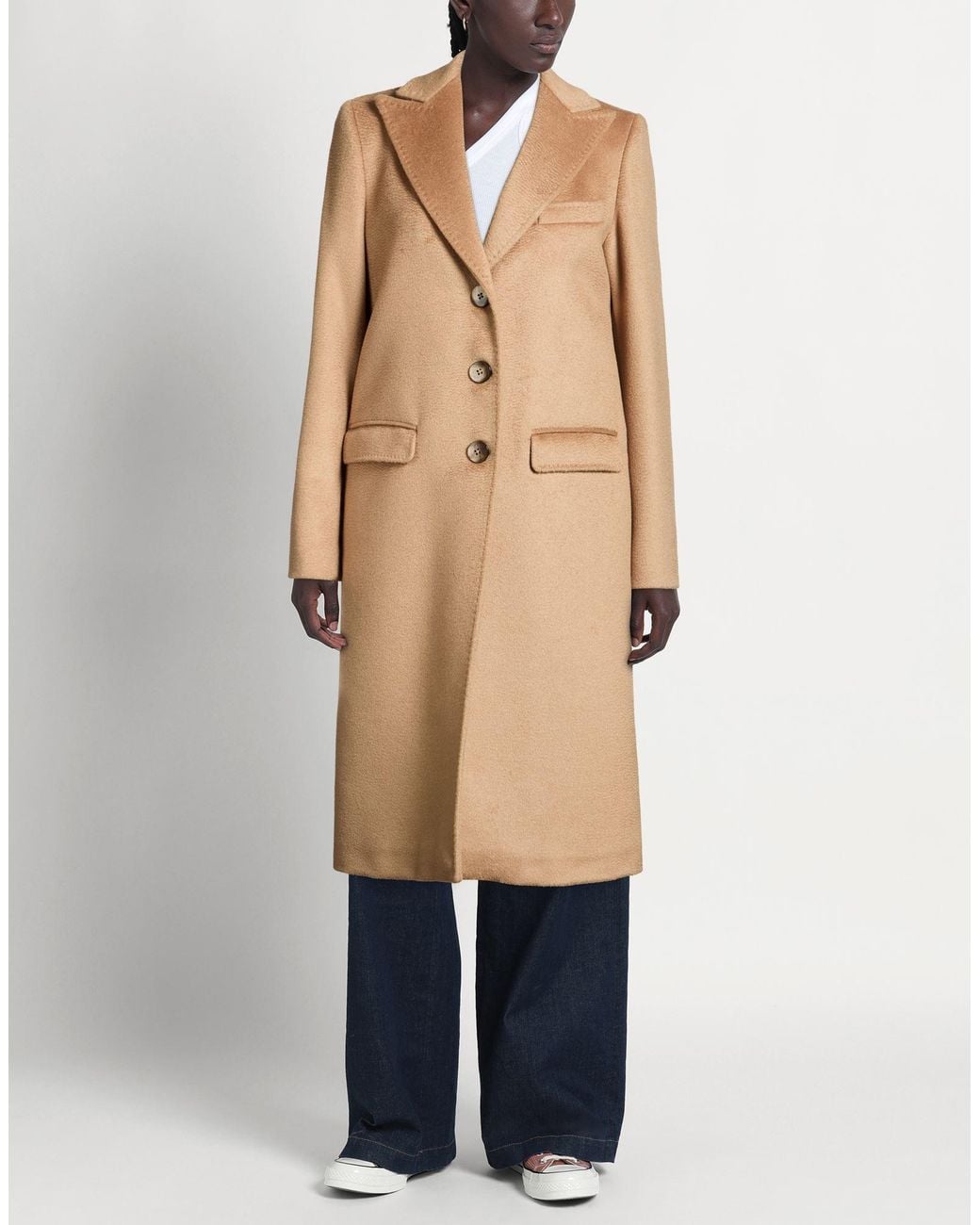 Bardot Natural Camel Coat Virgin Wool