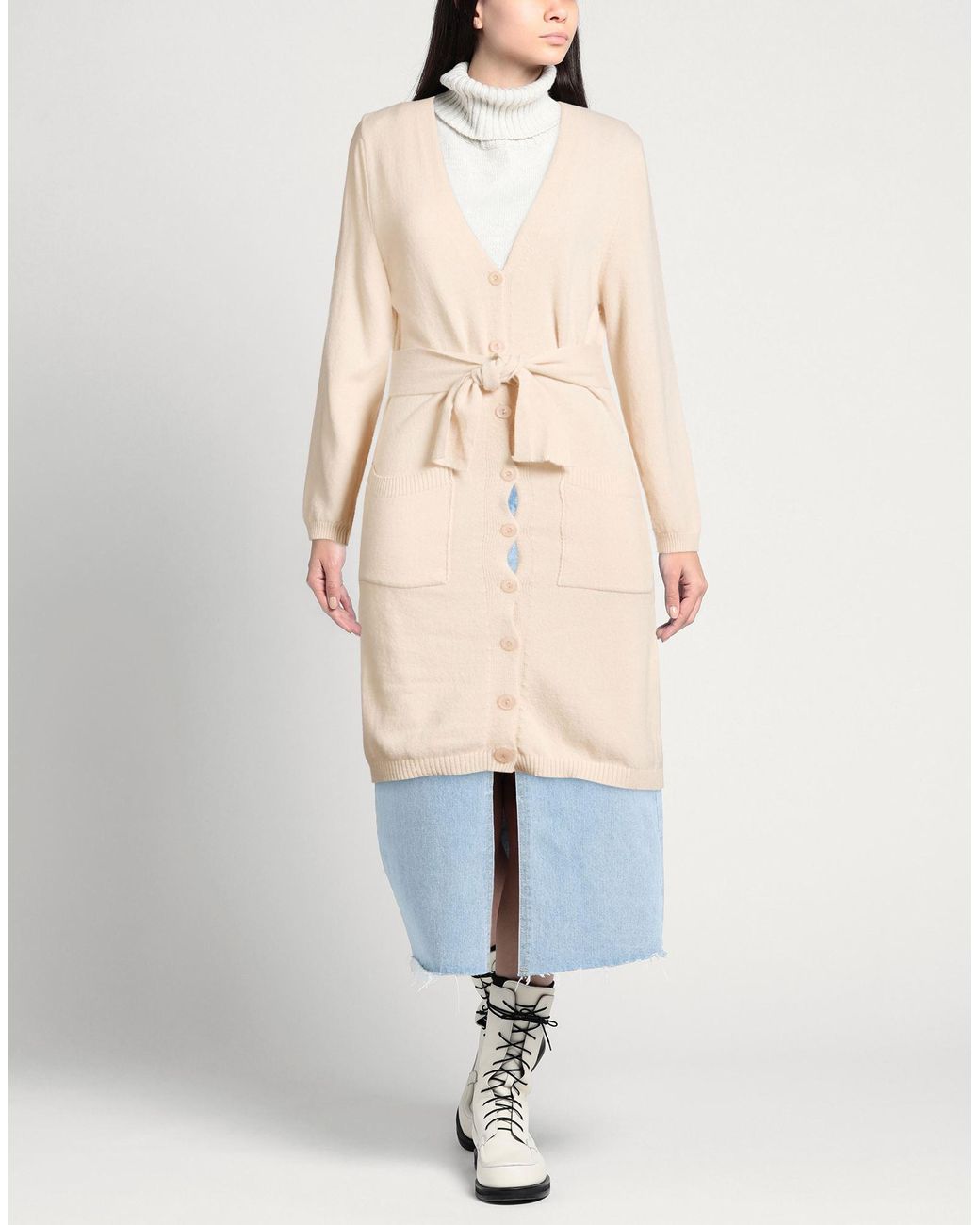 N.O.W. ANDREA ROSATI CASHMERE Natural Cream Cardigan Cashmere, Viscose, Wool, Polyamide