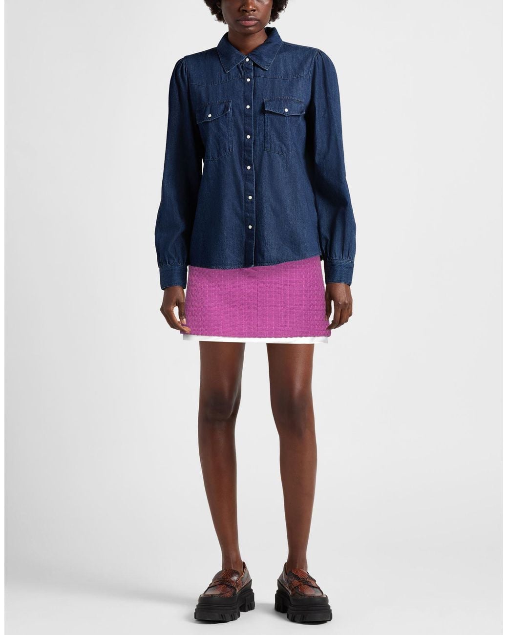 Maje Purple Mini Skirt Cotton, Polyamide