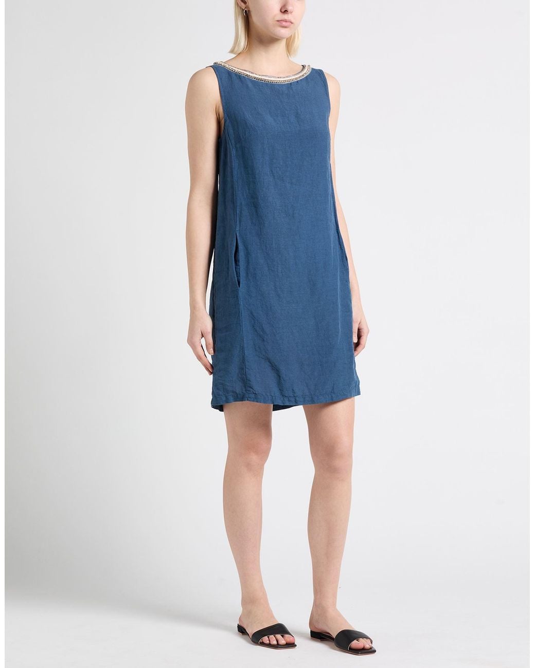 120% Lino Blue Mini Dress Linen