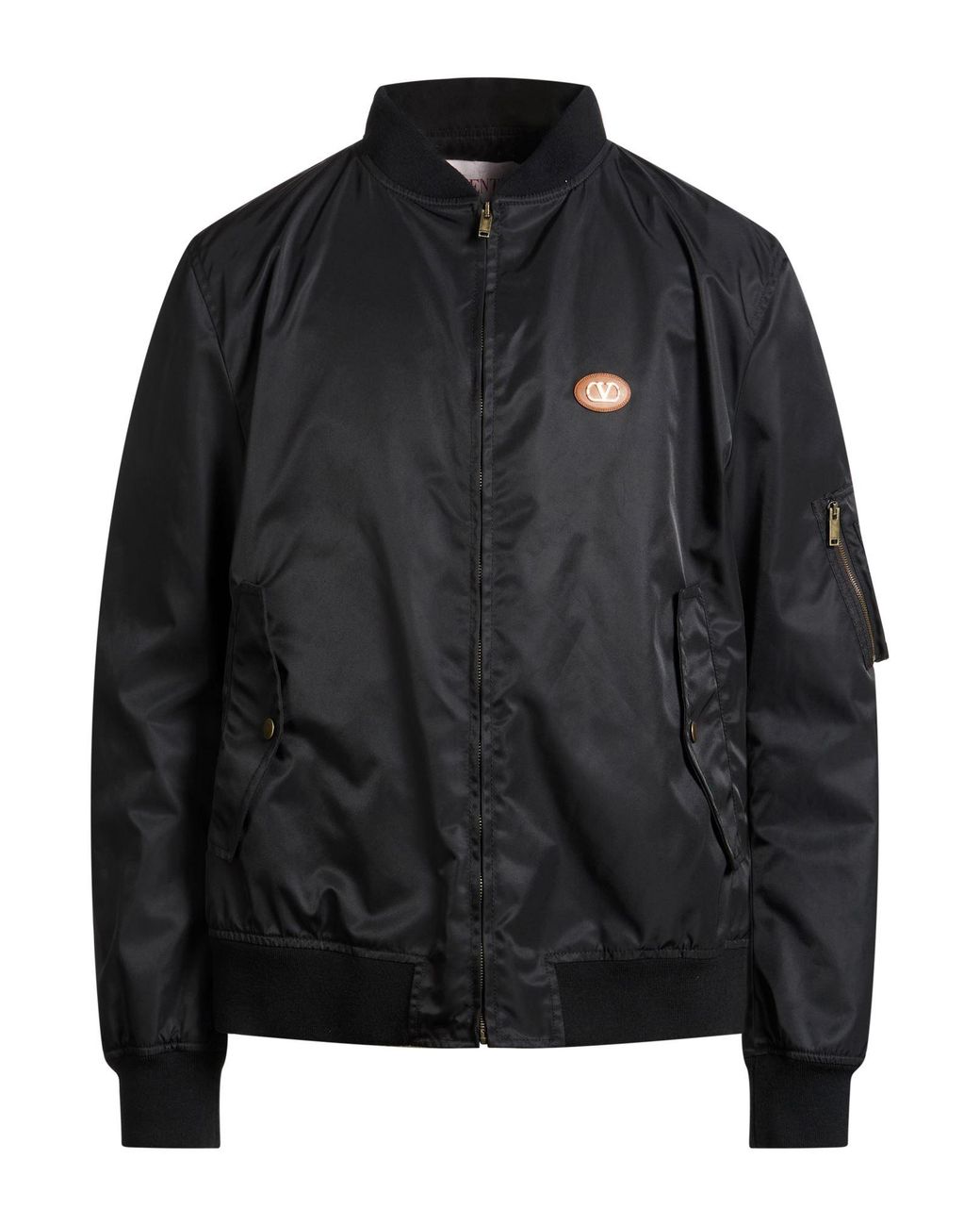 Valentino Garavani Black Jacket Polyamide, Acrylic, Wool, Elastane, Calfskin for men
