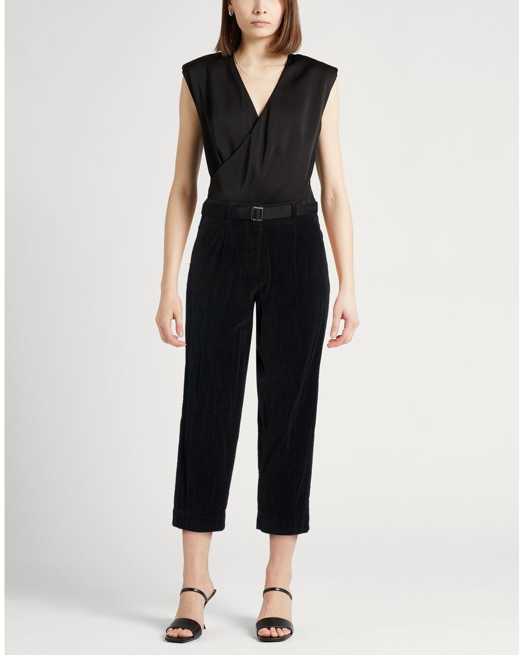 White Sand Black Pants Cotton, Elastane