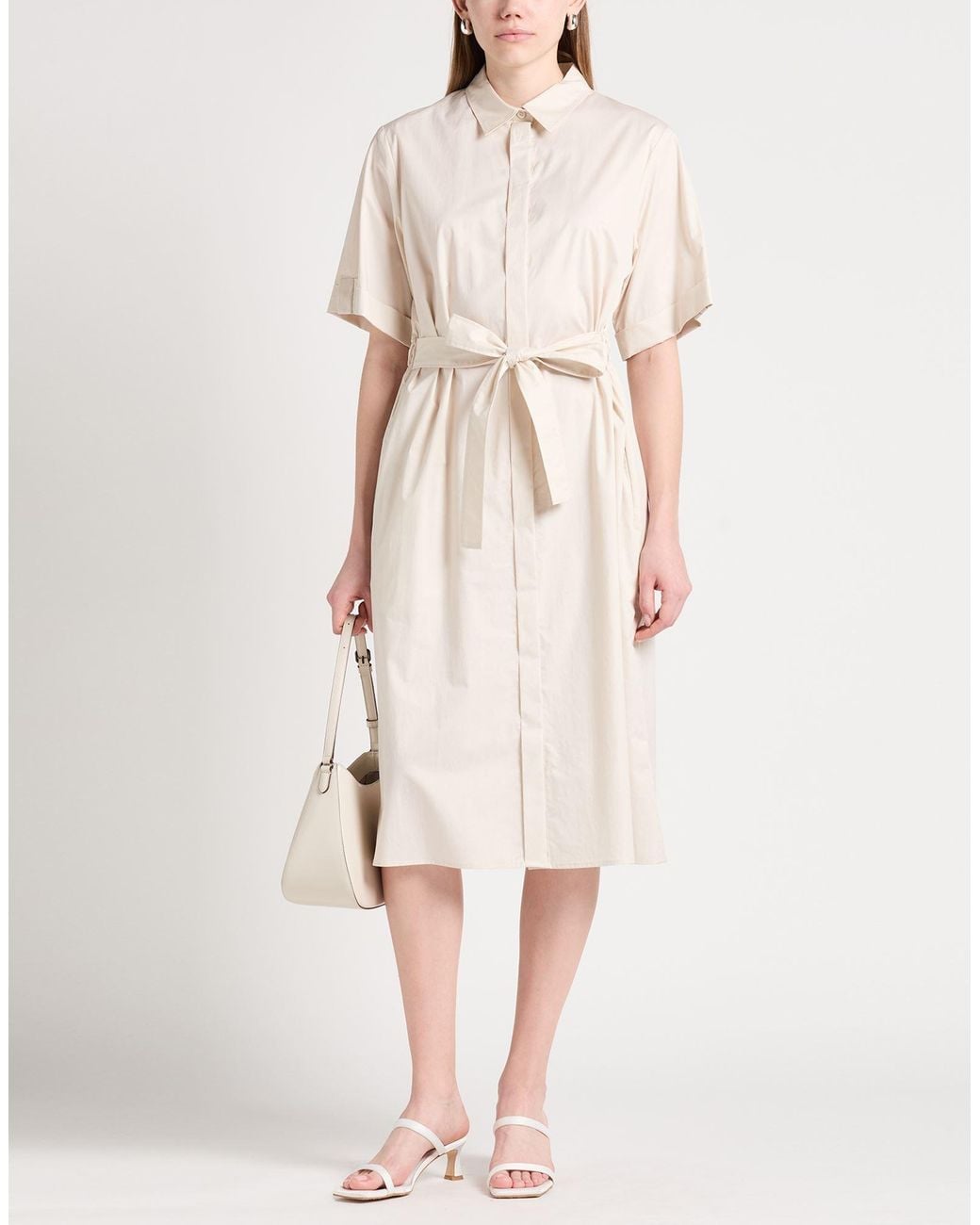 Peserico White Midi Dress Cotton, Elastane
