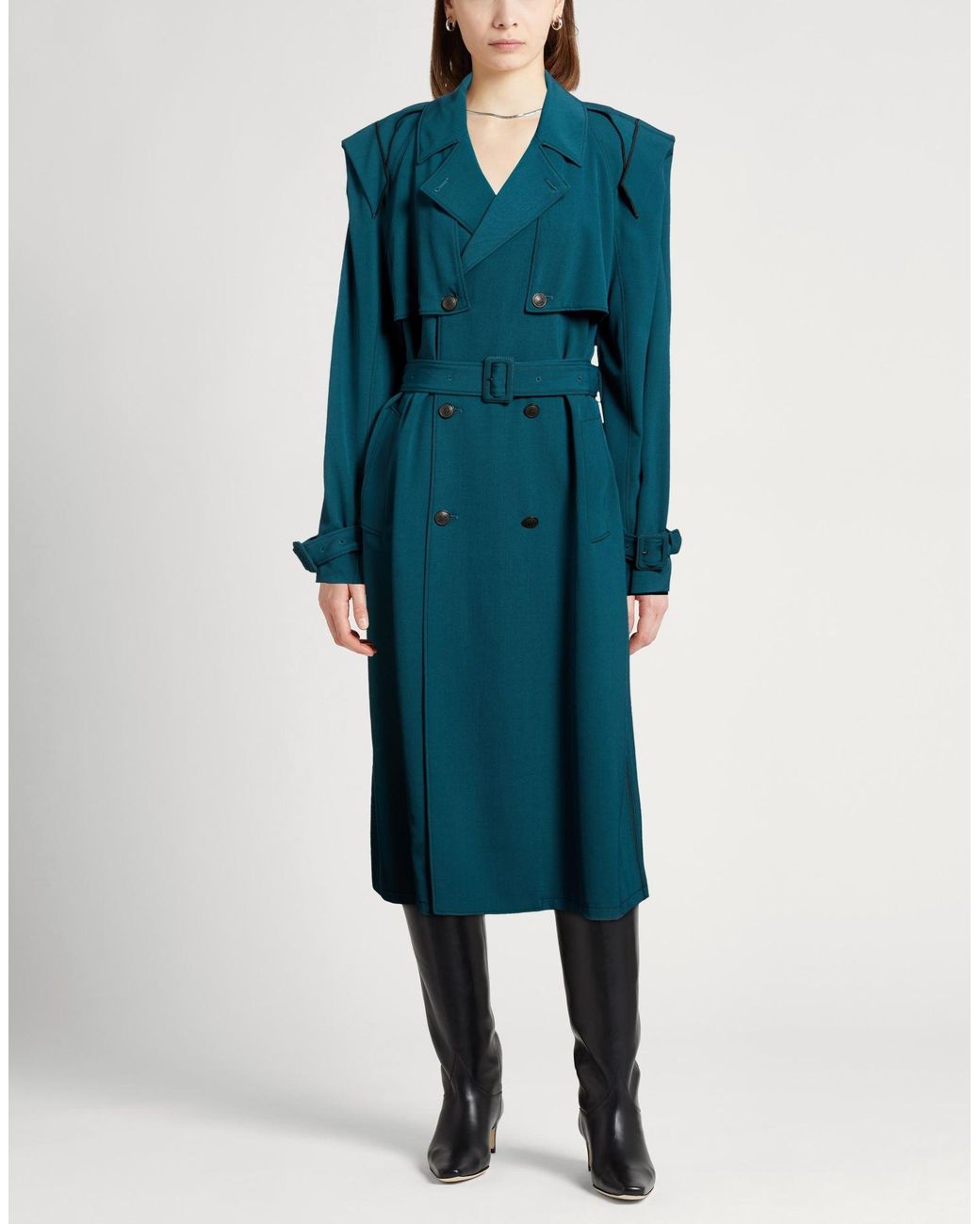 Koche Green Overcoat & Trench Coat Polyester, Virgin Wool, Elastane
