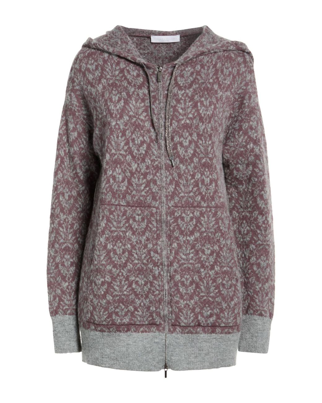 Fabiana Filippi Gray Mauve Cardigan Virgin Wool, Synthetic Fibers, Mohair Wool, Alpaca Wool, Cashmere
