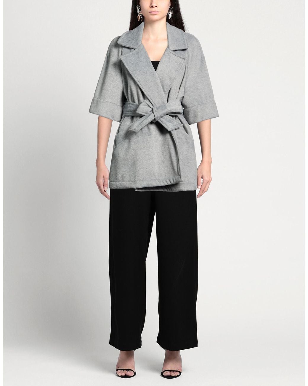 Please Gray Coat Polyester, Viscose