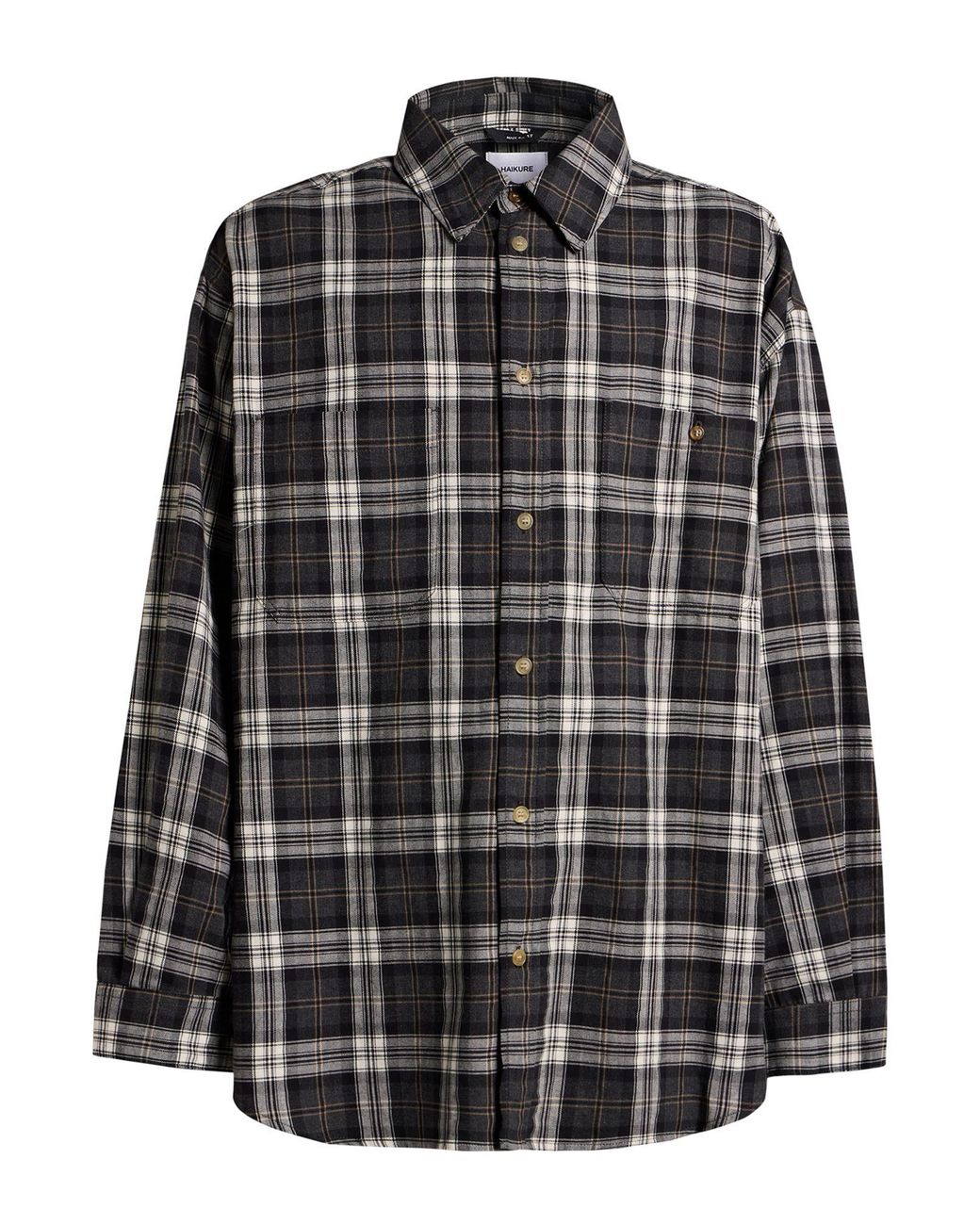 Haikure Black Shirt Cotton, Polyester, Virgin Wool for men