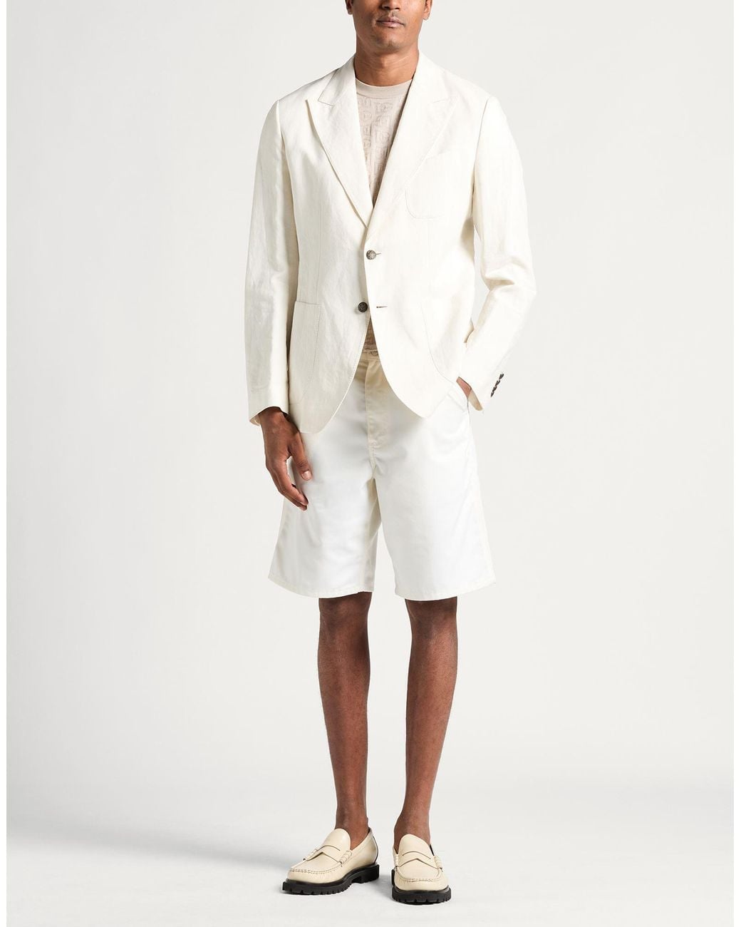 Dolce & Gabbana Natural Ivory Blazer Linen, Cotton for men