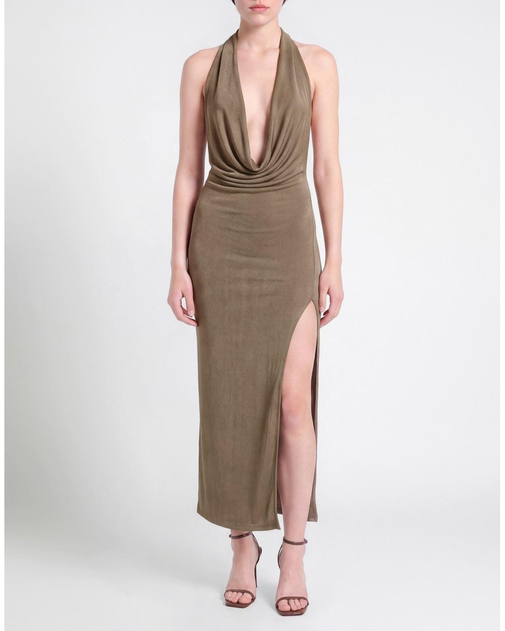 M I S B H V Natural Platinum Maxi Dress Polyester, Elastane