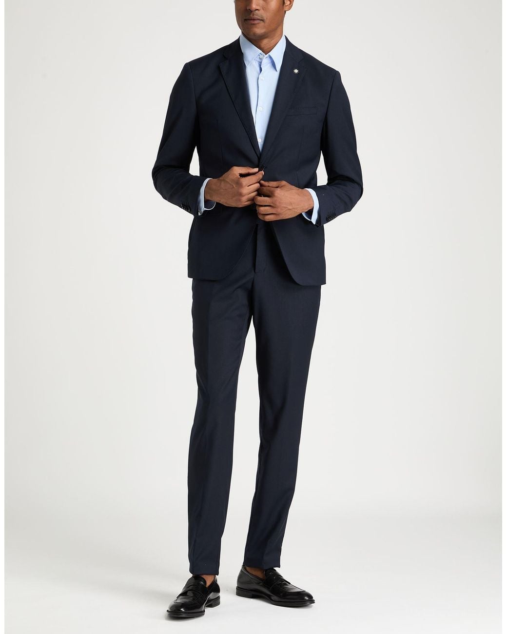 Manuel Ritz Blue Suit Polyester, Wool, Elastane for men