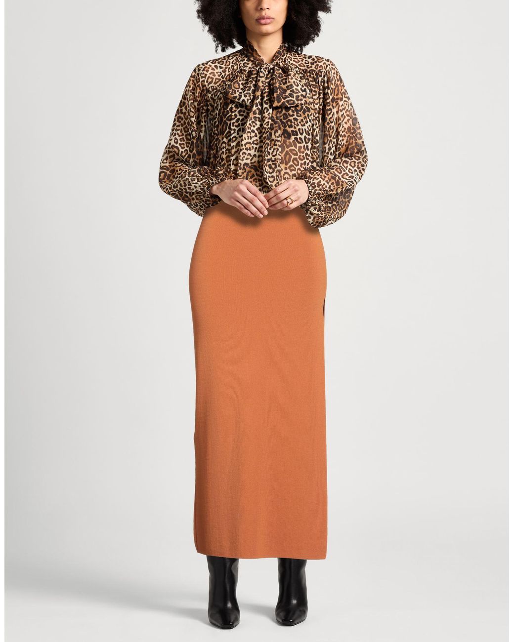 Akep Orange Maxi Skirt Viscose, Polyamide