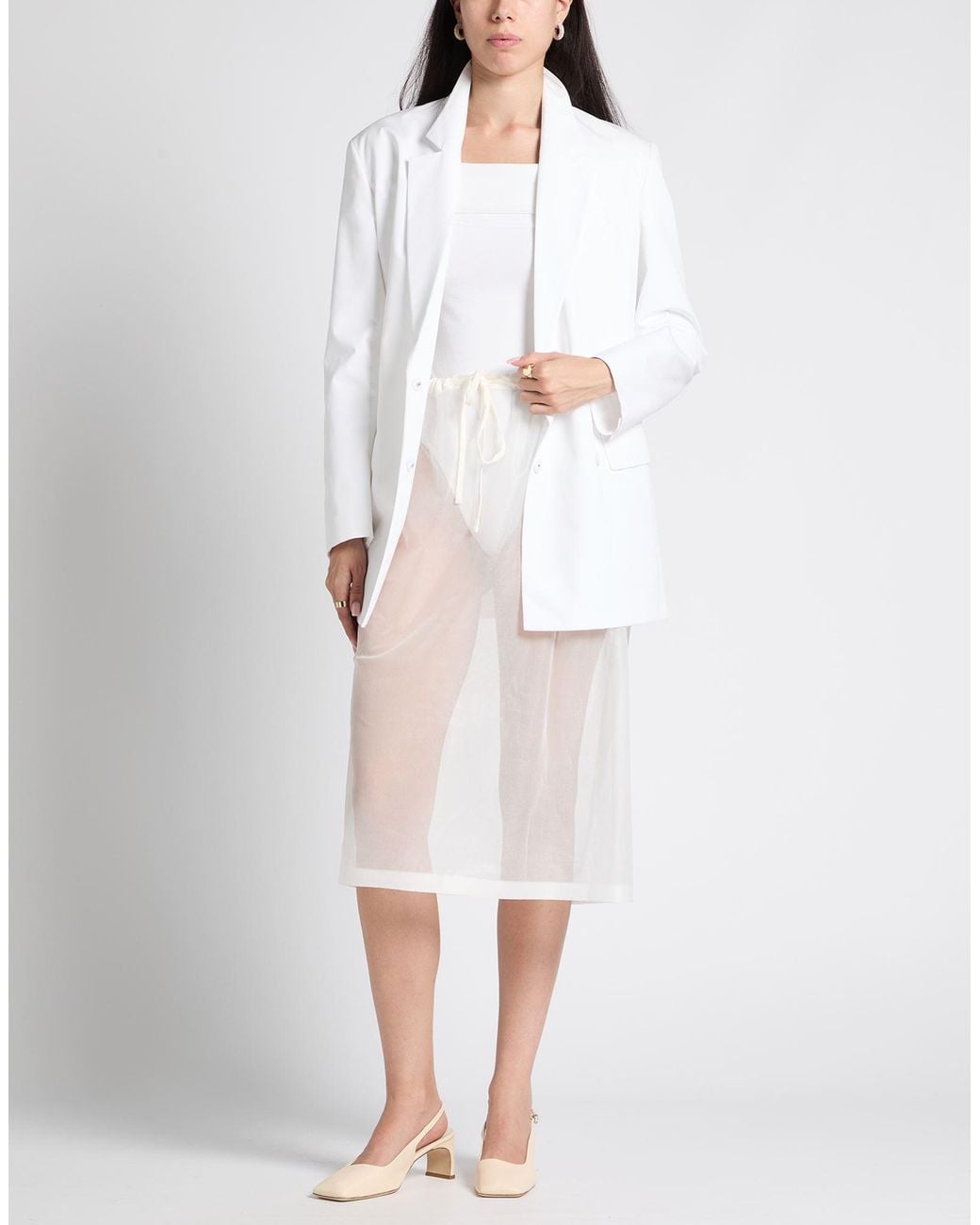Liviana Conti White Midi Skirt Polyester