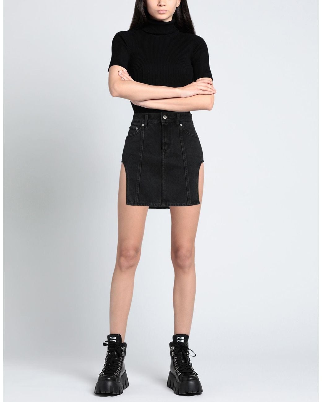 Heron Preston Black Denim Skirt