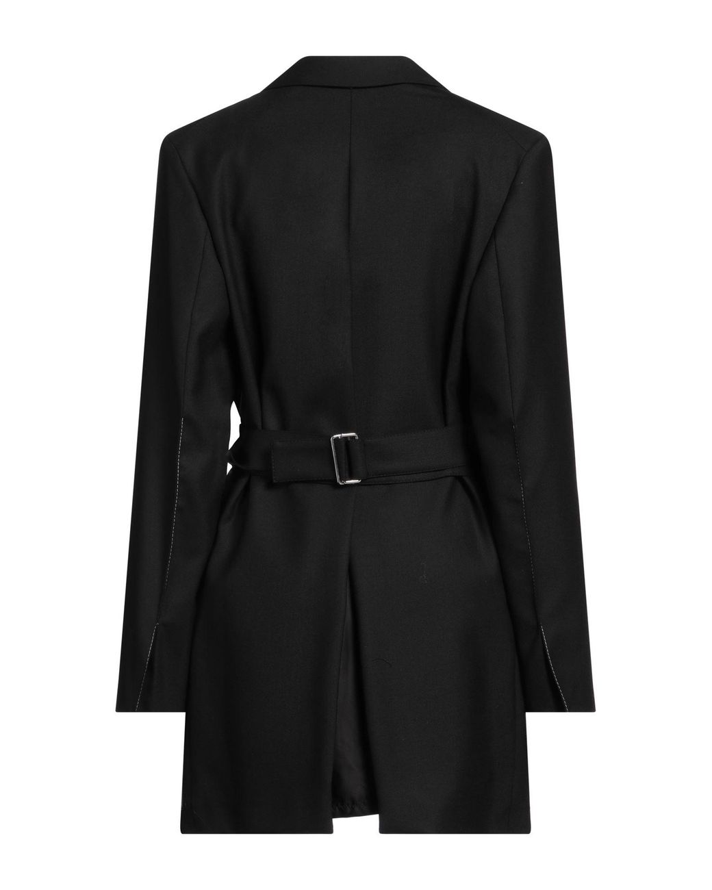 Victoria Beckham Black Overcoat & Trench Coat Polyester, Virgin Wool, Elastane, Brass