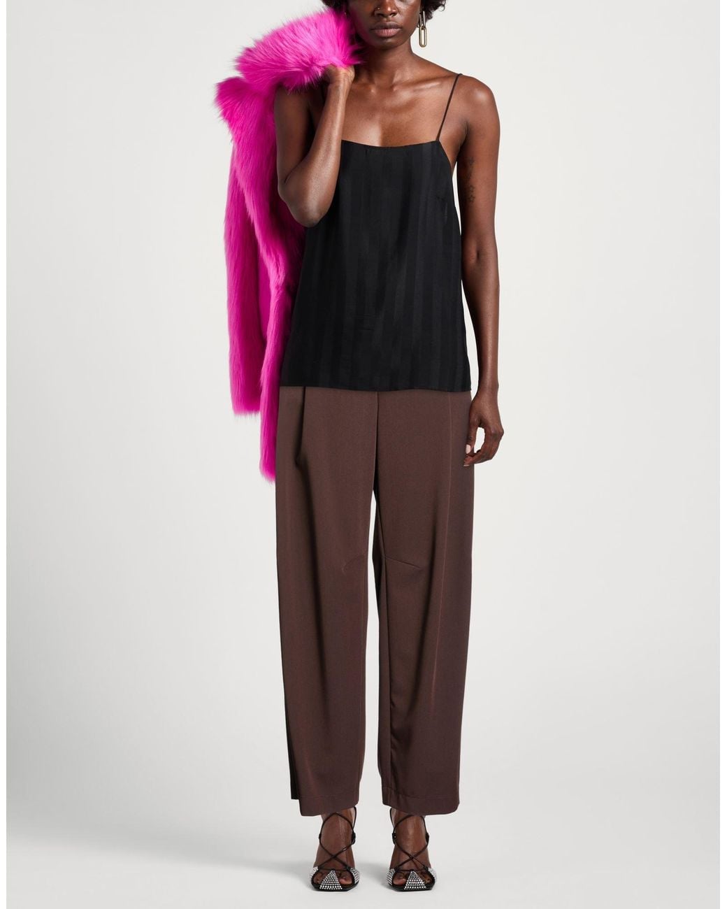 Imperial Brown Dark Pants Polyester, Viscose, Elastane