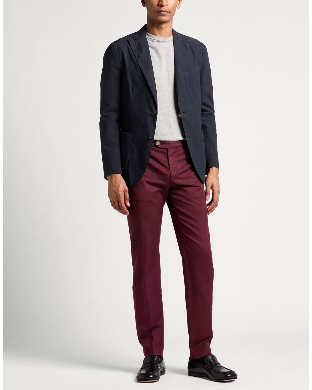 Brunello Cucinelli Red Burgundy Pants Cotton, Elastane for men