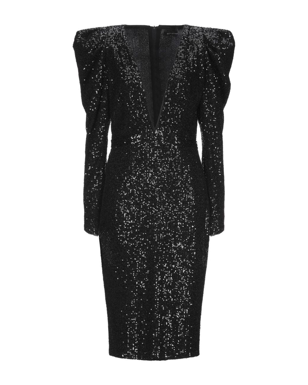 ACTUALEE Black Midi Dress Polyester