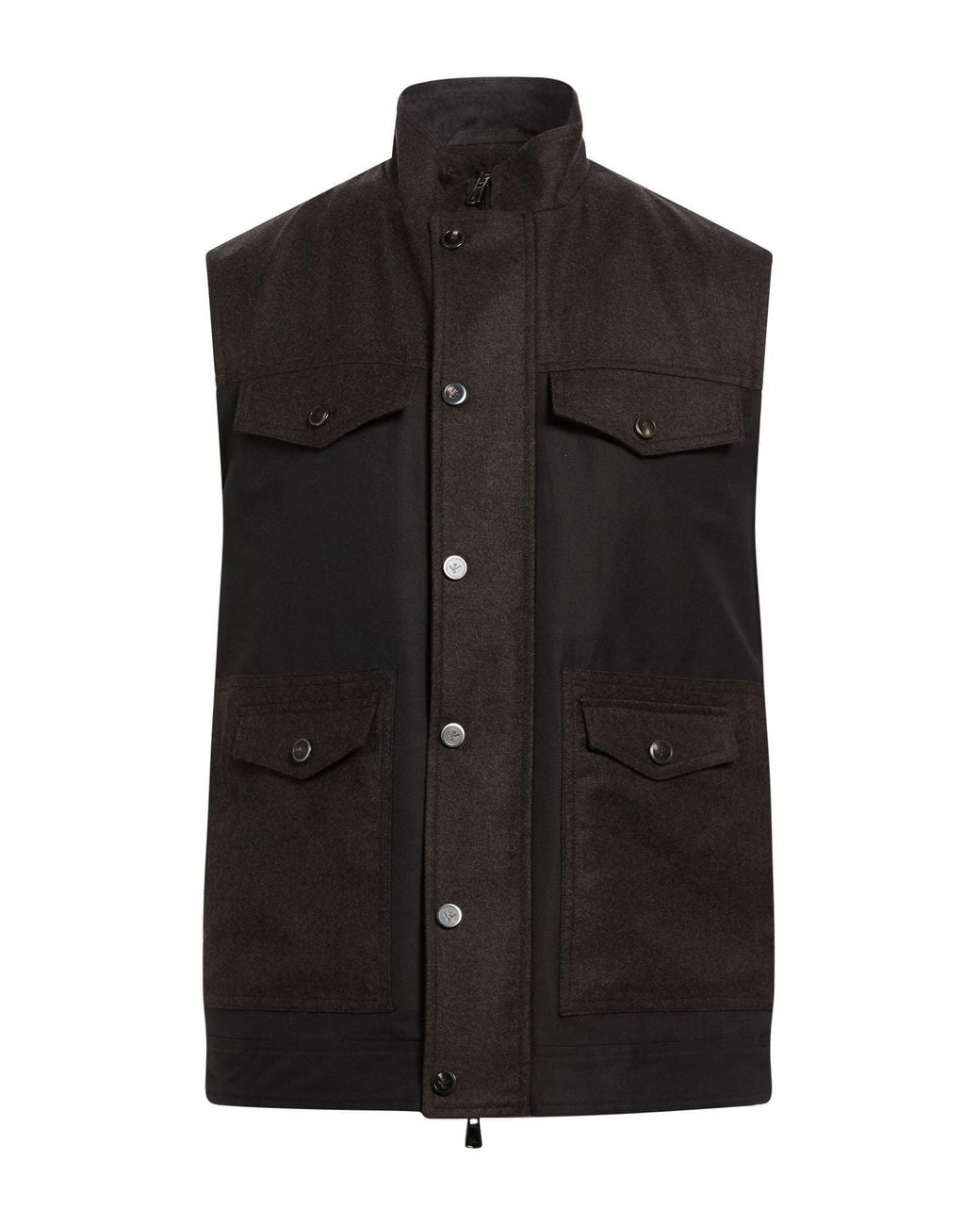 Isaia Black Dark Vest Wool, Polyamide for men