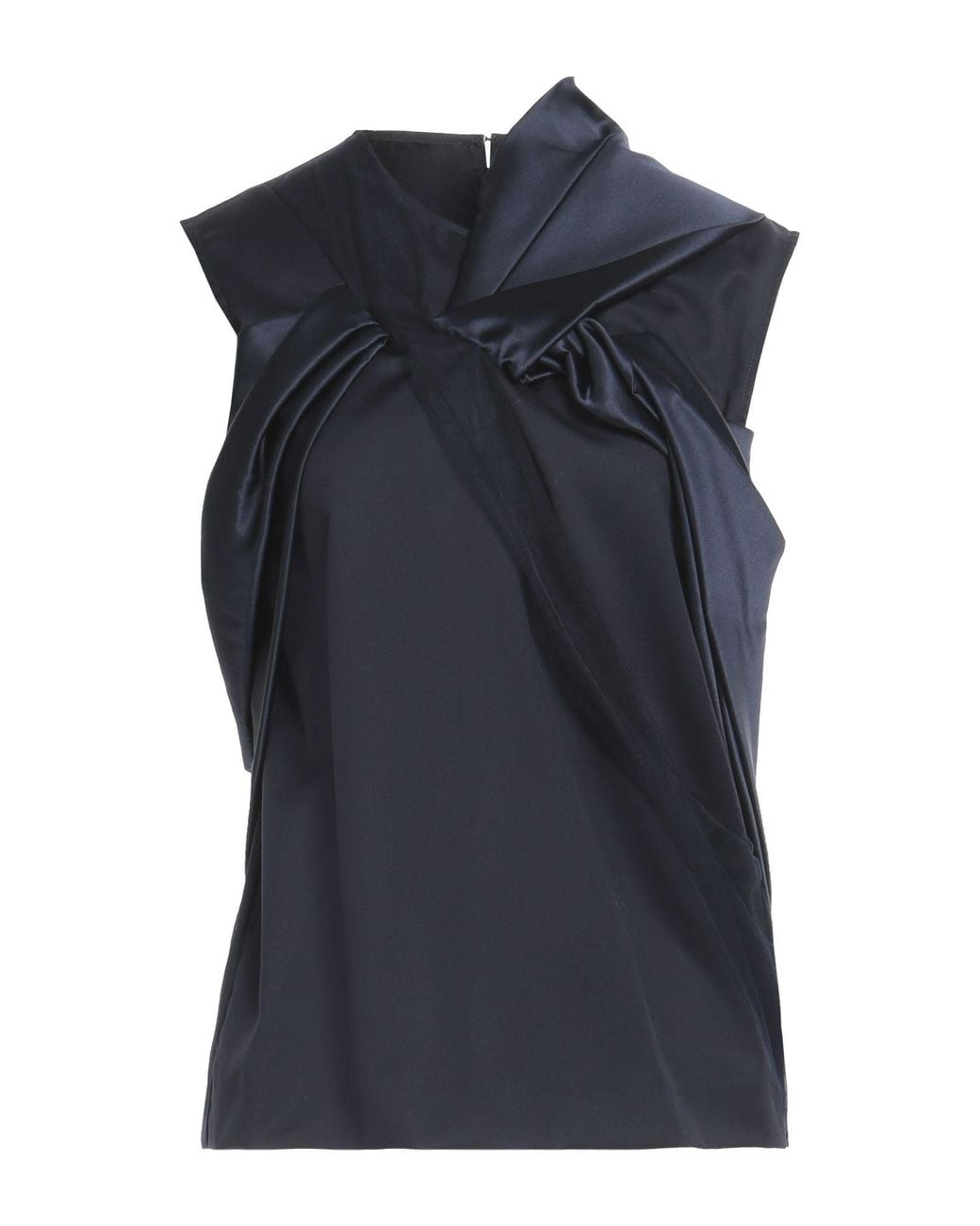 Fabiana Filippi Blue Satin Wool-Blend Button Top