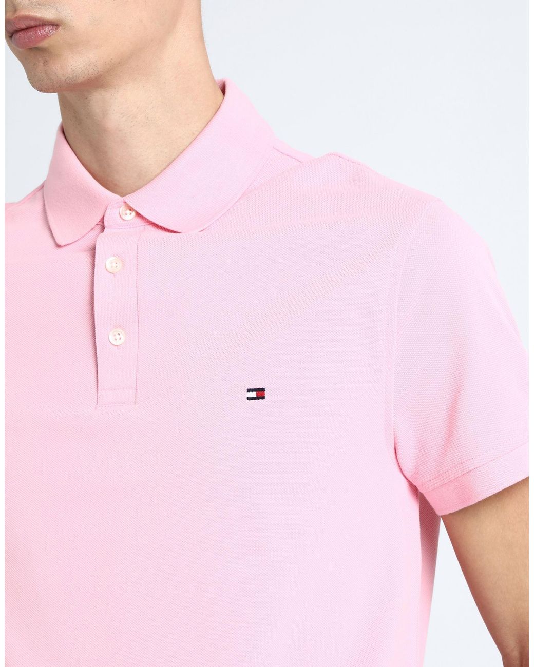 Tommy Hilfiger Polo Shirt in Pink for Men | Lyst