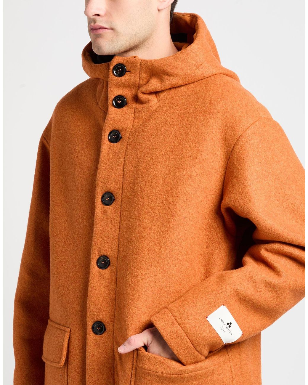 Peuterey Orange Wool Coat Wool, Polyester, Polyurethane for men
