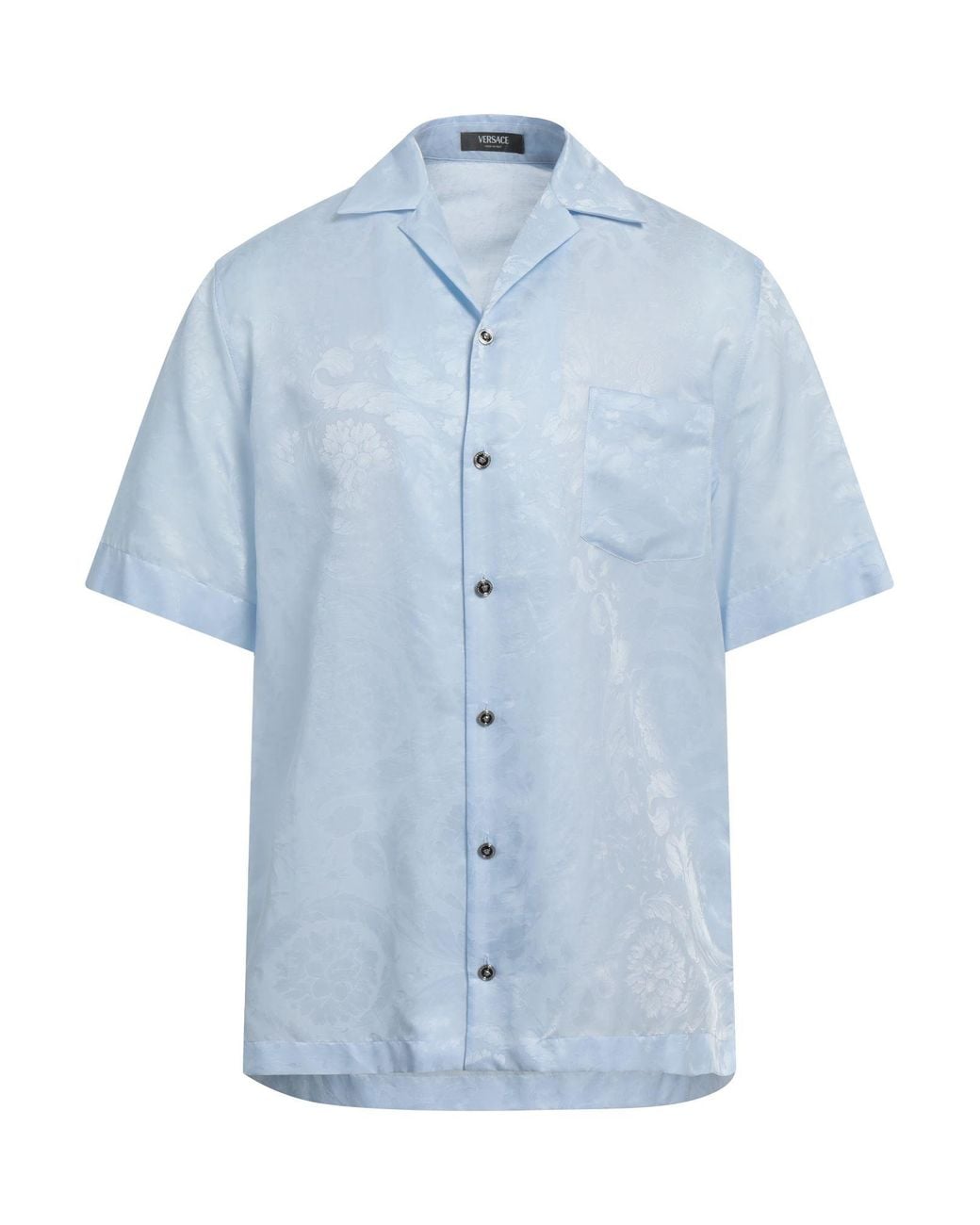 Versace Blue Shirt Cotton, Silk for men
