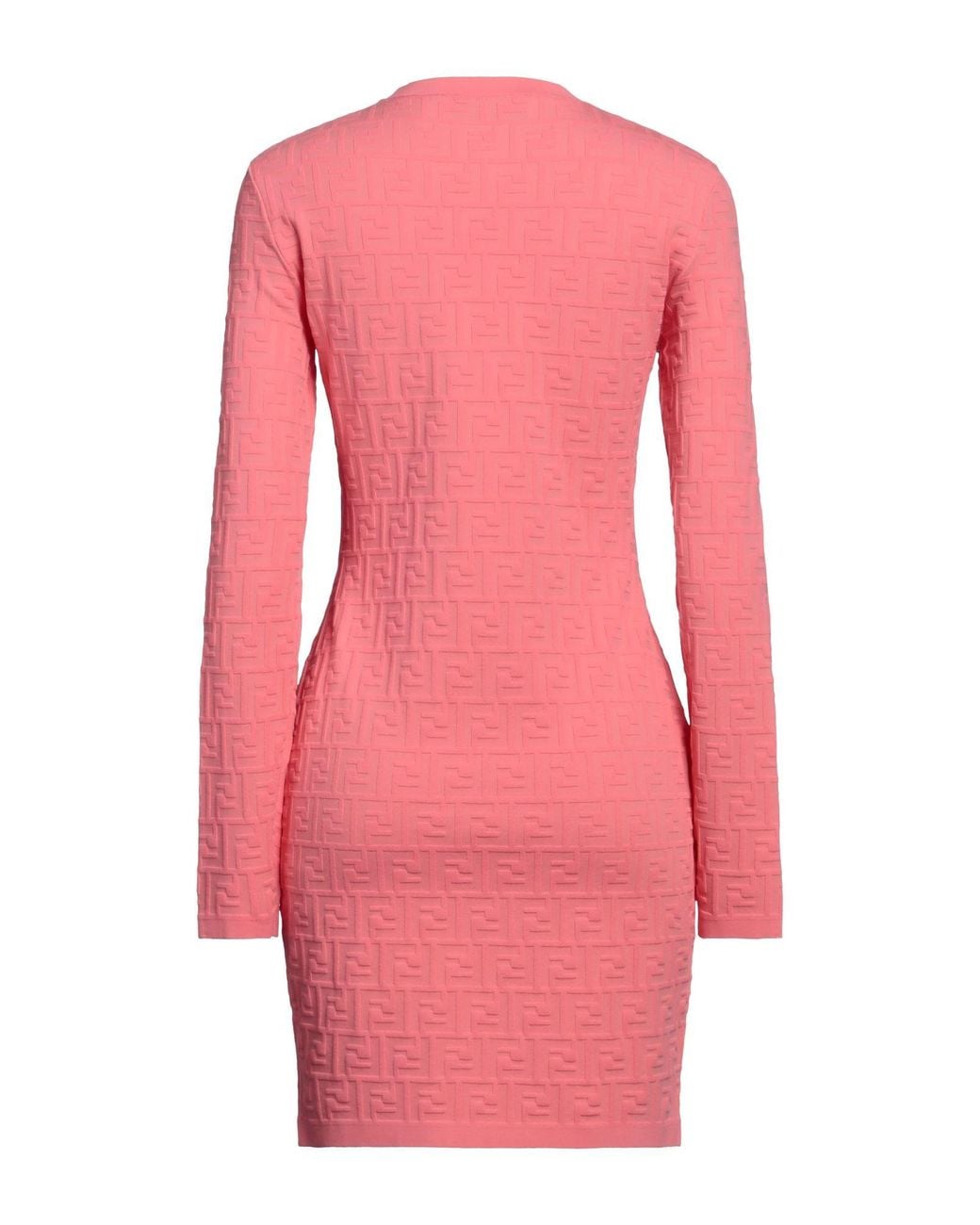 Fendi Pink Mini Dress With All-over Ff Jacquard Motif In Viscosa Blend Woman