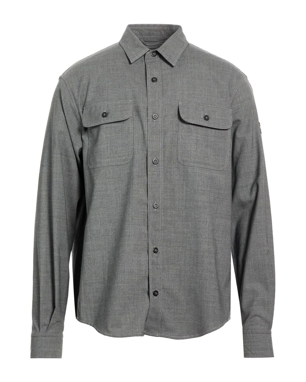 Paul & Shark Gray Shirt Polyester, Wool, Elastane for men