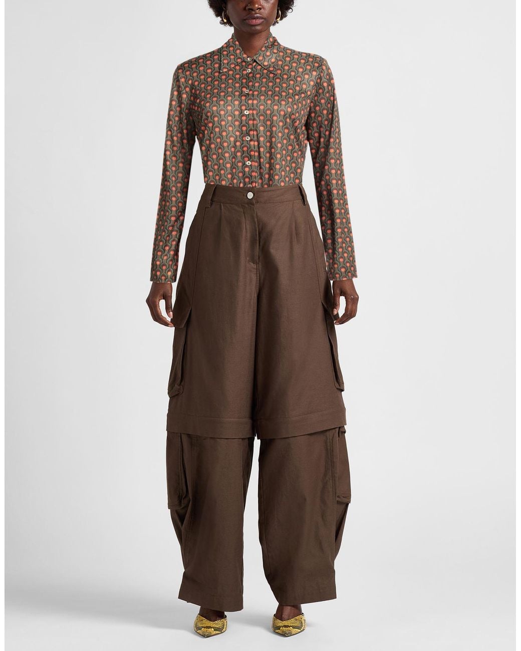 Maliparmi Brown Military Shirt Polyester