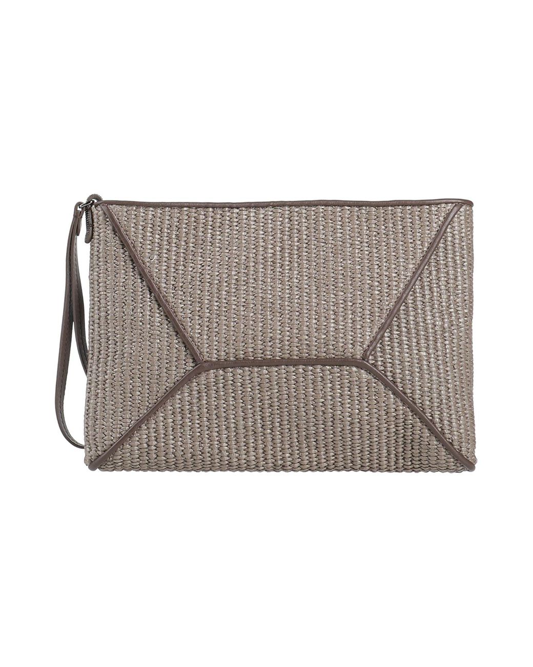 Brunello Cucinelli Gray Taupe Handbag Cotton, Polyamide