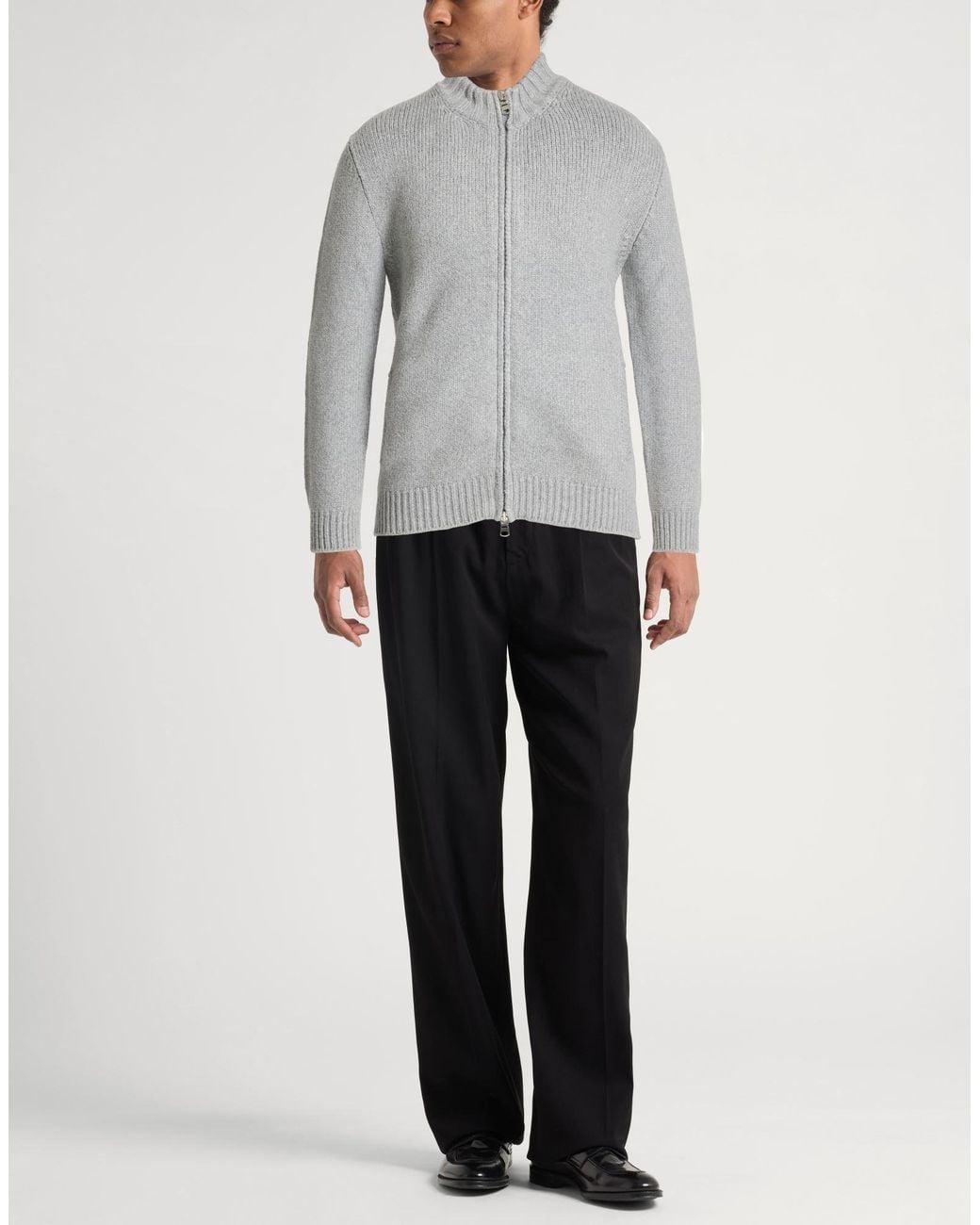 Fedeli Gray Cardigan Cotton, Polyester for men
