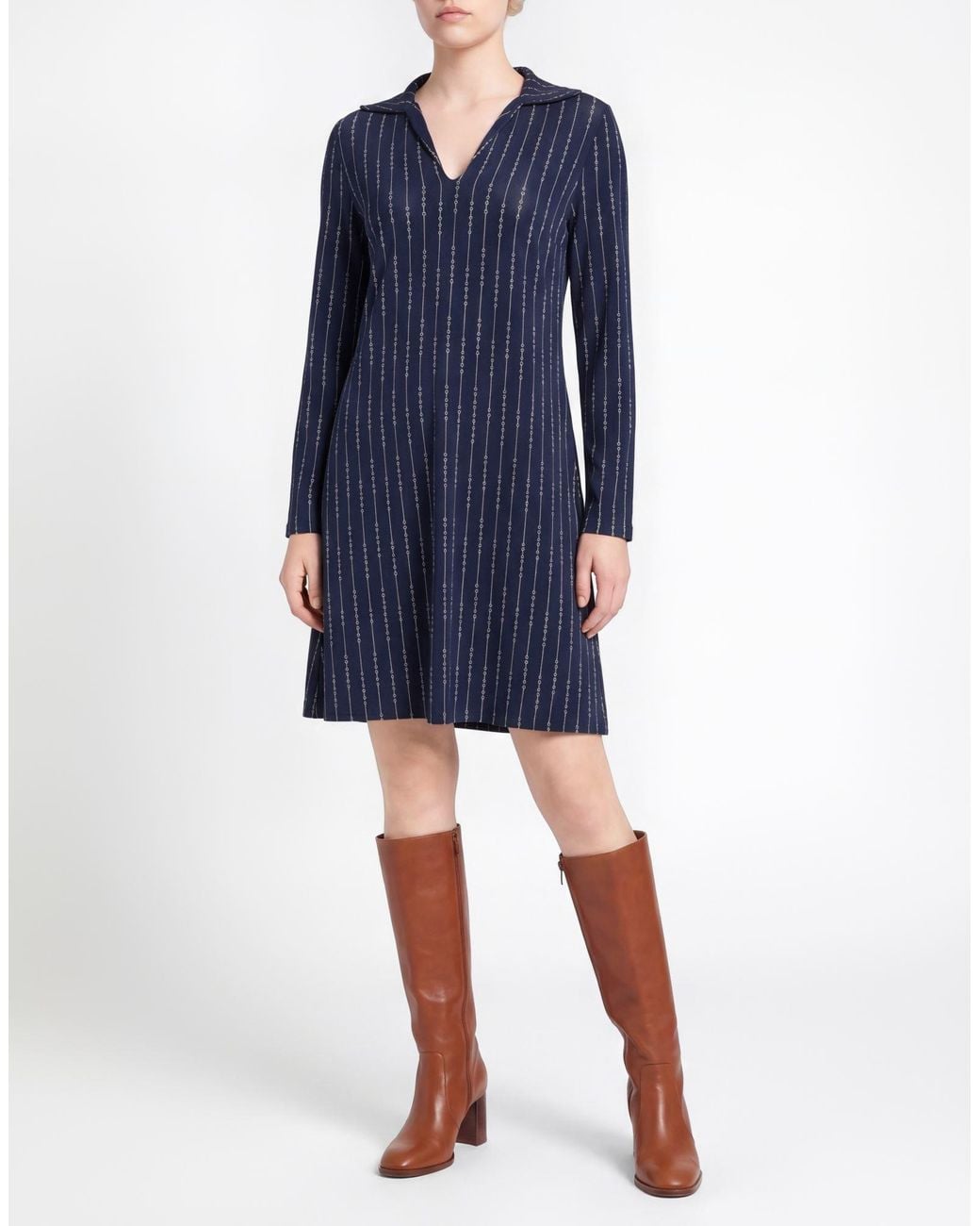 Siyu Blue Mini Dress Viscose, Elastane