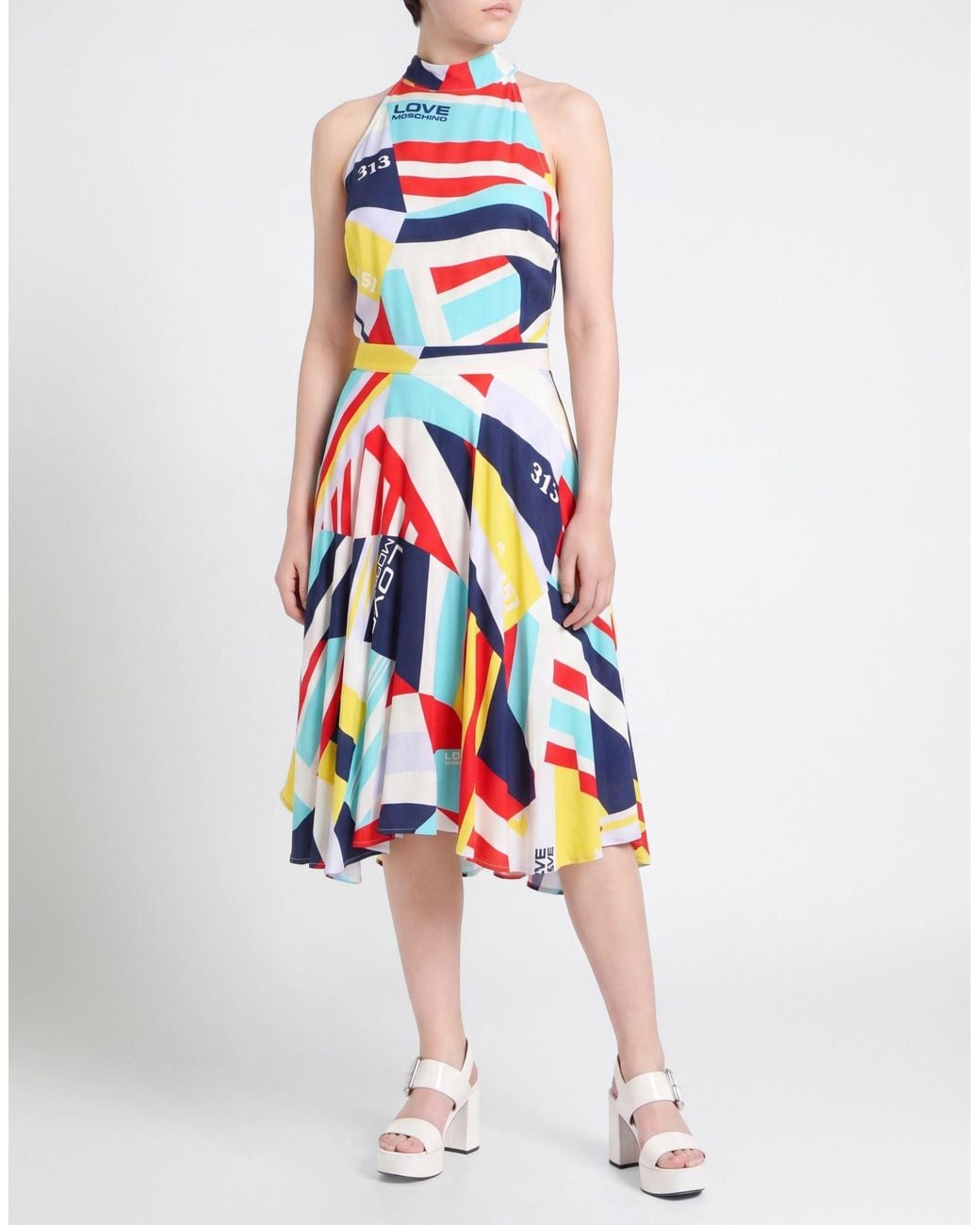 Love Moschino White Midnight Midi Dress Viscose