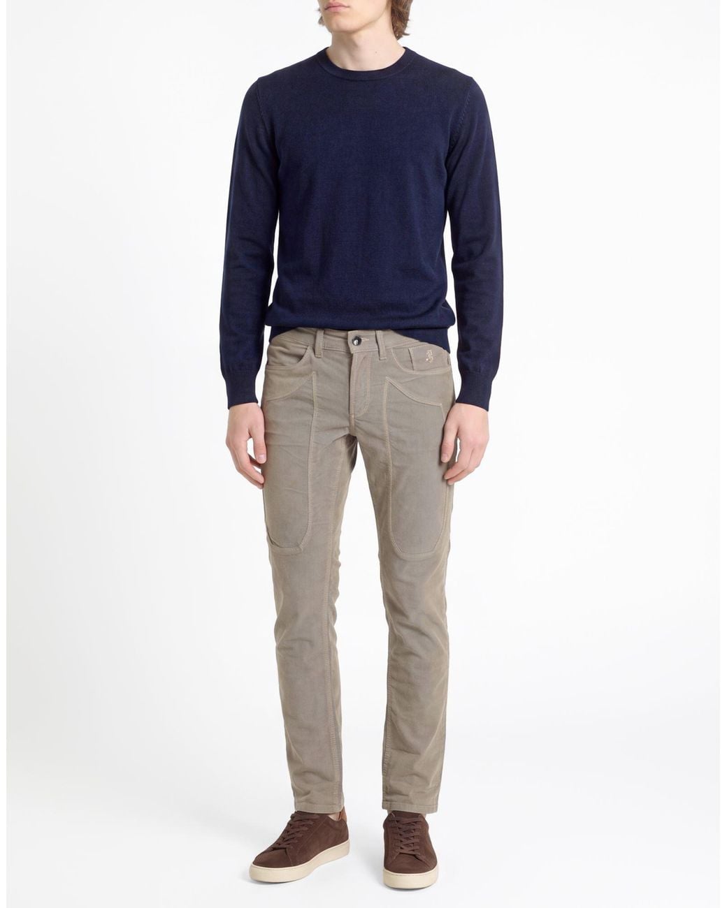 Jeckerson Gray Pants Cotton, Polyester, Elastane for men