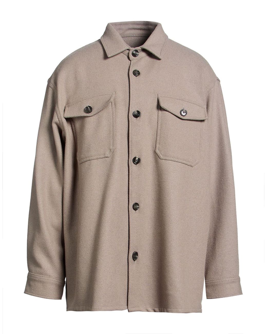 AMI Brown Shirt Virgin Wool, Polyamide for men